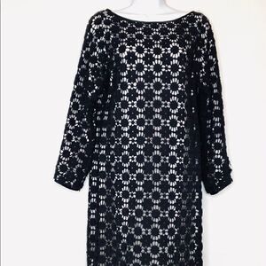 Ann Hobbs for Cattiva Vintage Black Crochet Dress | Women’s Medium